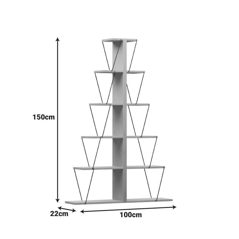 Βιβλιοθήκη mini Tars pakoworld sonoma-μαύρο 100x22x150εκ Βιβλιοθήκη mini Tars pakoworld sonoma-μαύρο 100x22x150εκ
