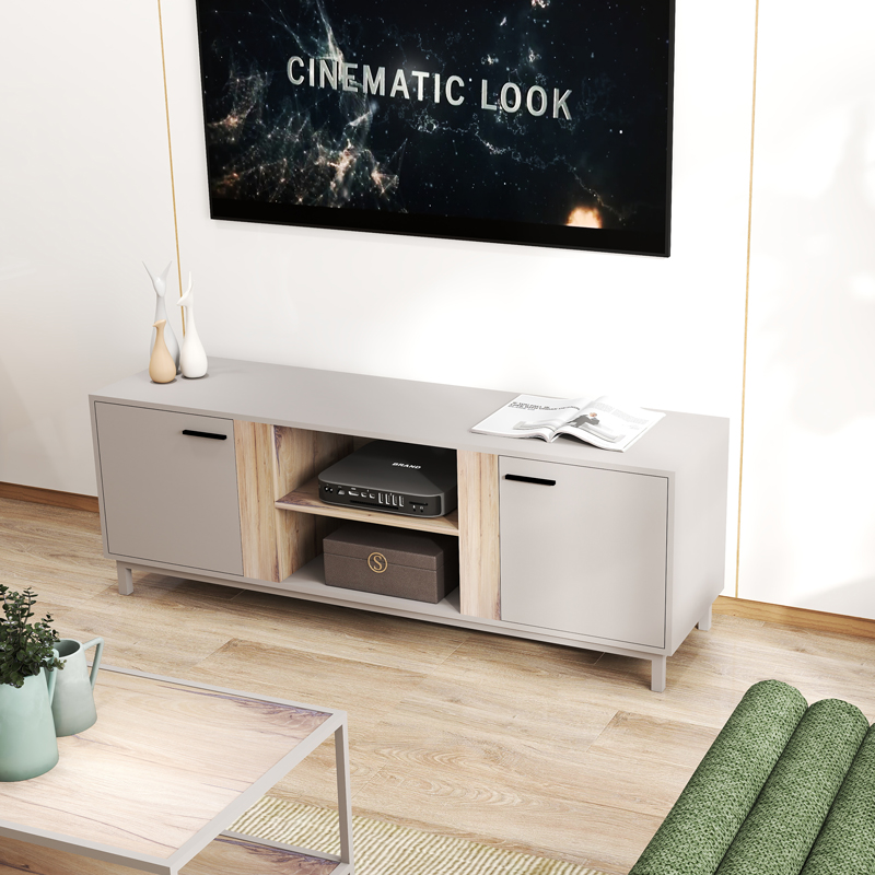 Έπιπλο τηλεόρασης Polenio pakoworld taupe με φυσικό 150x40x53εκ Έπιπλο τηλεόρασης Polenio pakoworld taupe με φυσικό 150x40x53εκ