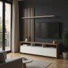 Σύνθετο σαλονιού Delfina pakoworld σε sonoma με λευκή απόχρωση 190x40x199.5εκ
