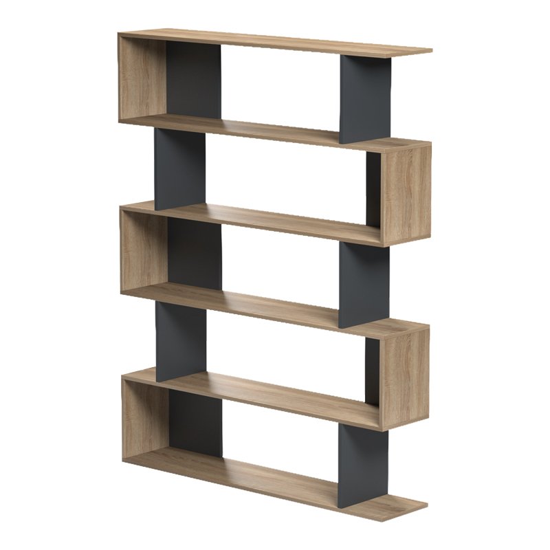 Βιβλιοθήκη Tetri pakoworld sonoma-ανθρακί 121.8x25.4x158.8εκ