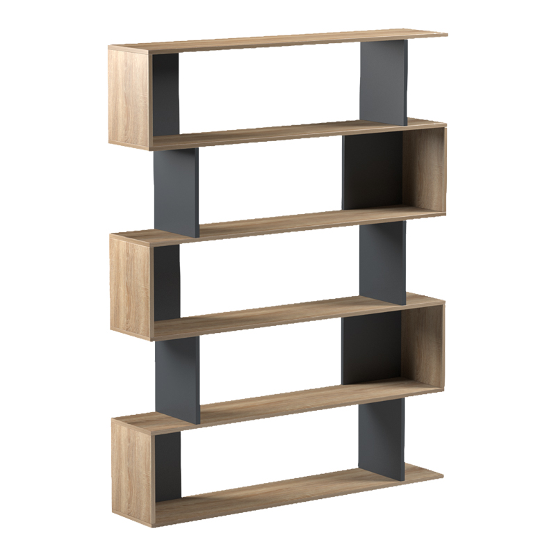 Βιβλιοθήκη Tetri pakoworld sonoma-ανθρακί 121.8x25.4x158.8εκ