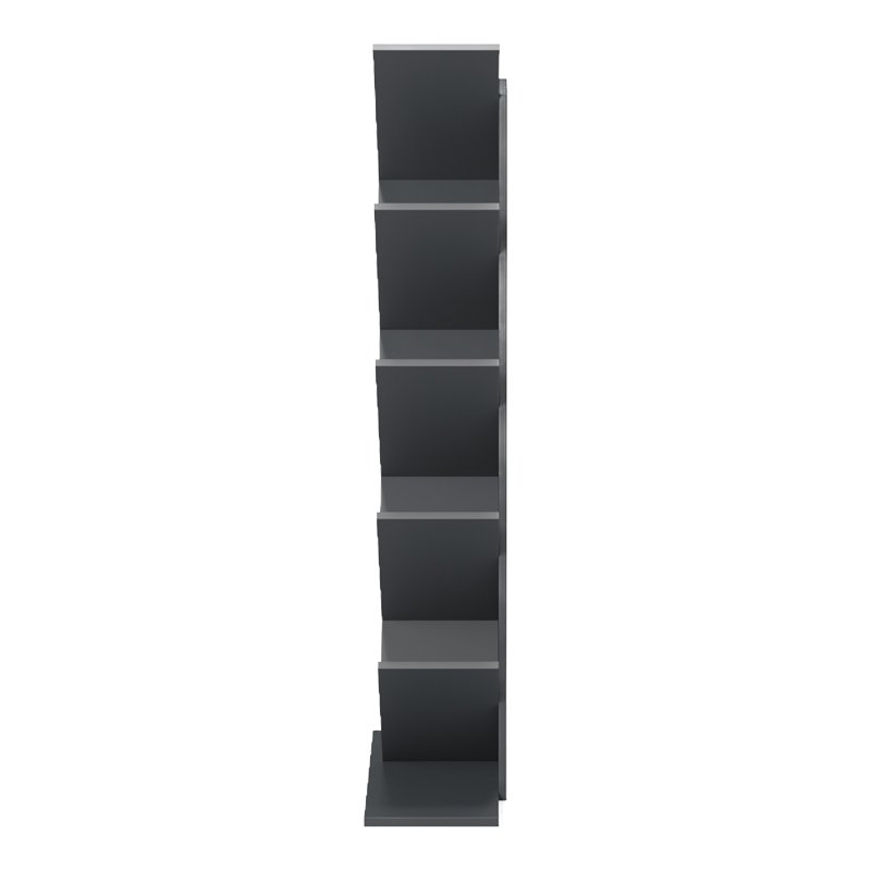 Βιβλιοθήκη Fyllo pakoworld ανθρακί 50x25x141.5εκ