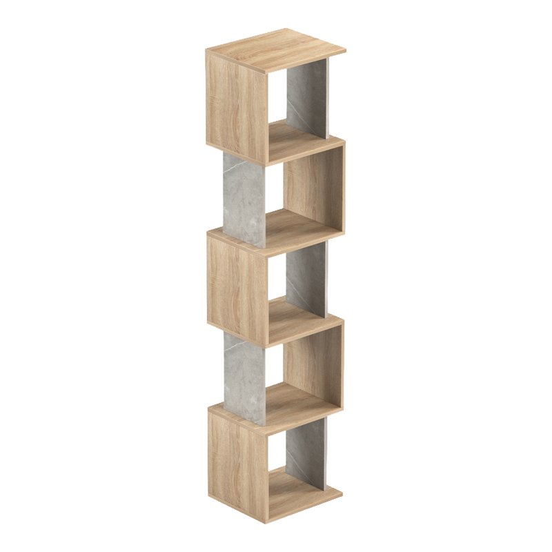 Βιβλιοθήκη Cubik pakoworld sonoma- γκρι μπεζ οψη μαρμάρου 35x30x161εκ