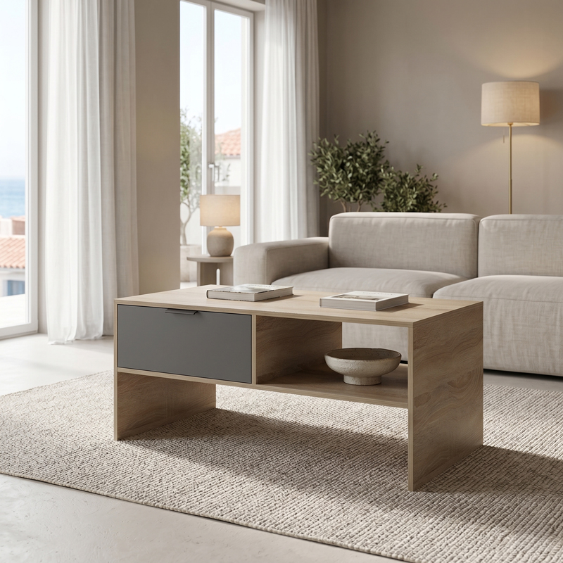 Τραπέζι σαλονιού Felina pakoworld sonoma-ανθρακί 100x50x45εκ