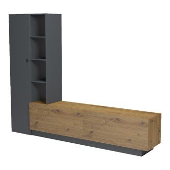 Σύνθετο σαλονιού Tilveo pakoworld oak-ανθρακί 230x41.5x180εκ