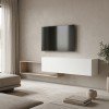 Έπιπλο τηλεόρασης επιτοίχιο Olande pakoworld sonoma-λευκό 210x35x48εκ