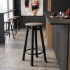 Σκαμπό μπαρ Onyx pakoworld ξύλο δρυς-μέταλλο μαύρο gloss Φ33x77εκ