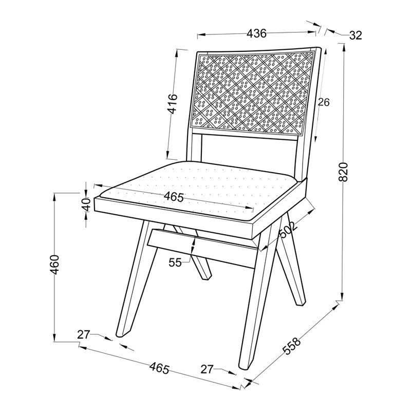 Καρέκλα Winslow pakoworld ξύλο rubberwood ανοικτό καρυδί-pvc rattan φυσικό-ύφασμα γκρι