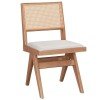 Καρέκλα Winslow pakoworld ξύλο rubberwood ανοικτό καρυδί-pvc rattan φυσικό-ύφασμα γκρι
