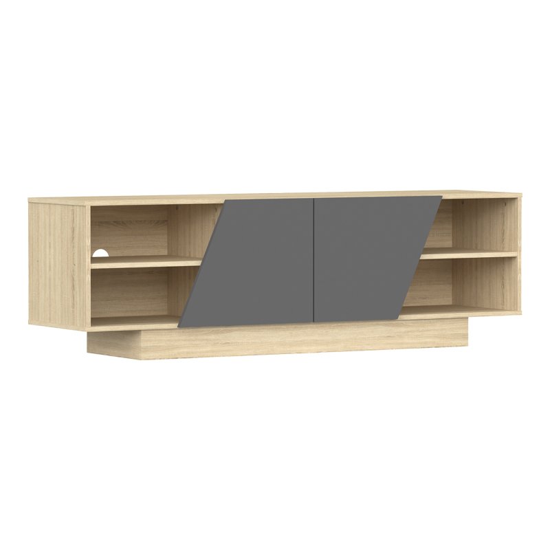 Έπιπλο τηλεόρασης Stevie pakoworld sonoma-ανθρακί 160x40x50εκ