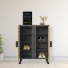 Παπουτσοθήκη-ντουλάπι Shoby pakoworld sonoma-ανθρακί 70.5x30x91εκ