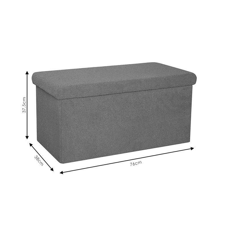 Σκαμπό-μπαούλο Forward pakoworld ύφασμα μπουκλέ ivory 76.5x38x37.5εκ