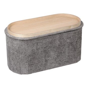 Σκαμπό-μπαούλο Trebia pakoworld γκρι ύφασμα 76x38x38εκ