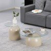 Τραπέζια σαλονιού Barel pakoworld σετ 2τεμ μέταλλο cappuccino- clear glass