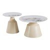 Τραπέζια σαλονιού Sculpt pakoworld σετ 2τεμ μέταλλο cappuccino- sintered stone λευκό μαρμάρου