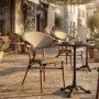 Πολυθρόνα Isaia pakoworld καρυδί αλουμίνιο-textilene χρυσό 57x57x83εκ