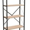Βιβλιοθήκη Draizy pakoworld oak μελαμίνης-μαύρο μέταλλο 63x30x150εκ