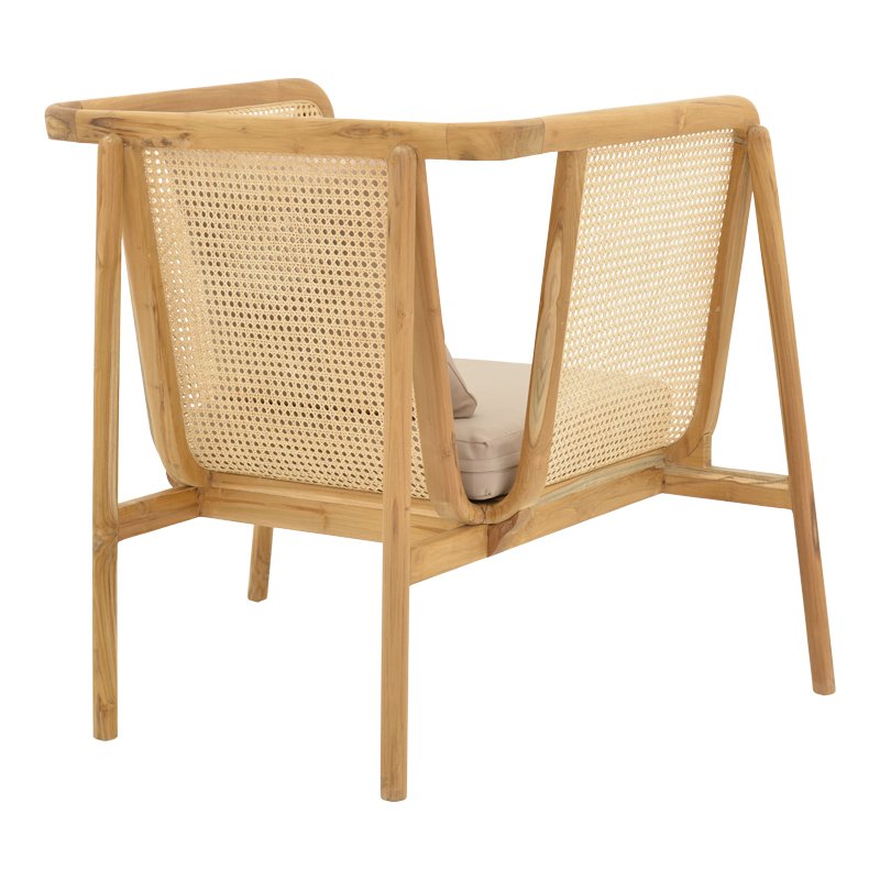 Πολυθρόνα Jenta pakoworld teak ξύλο με rattan σε φυσική απόχρωση και μπεζ μαξιλάρι 72x67x92εκ Πολυθρόνα Jenta pakoworld teak ξύλο με rattan σε φυσική απόχρωση και μπεζ μαξιλάρι 72x67x92εκ