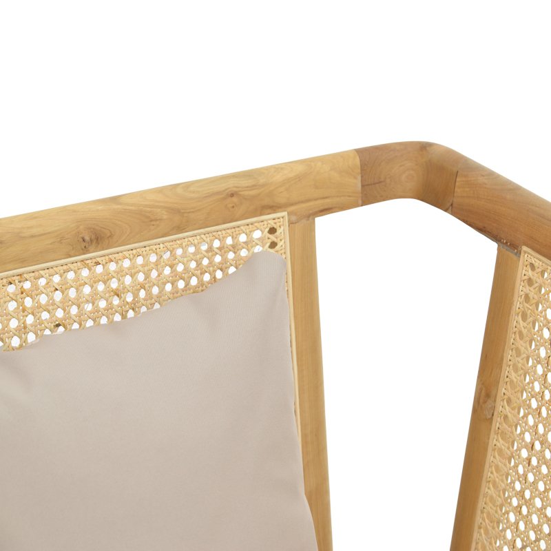 Πολυθρόνα Jenta pakoworld teak ξύλο με rattan σε φυσική απόχρωση και μπεζ μαξιλάρι 72x67x92εκ Πολυθρόνα Jenta pakoworld teak ξύλο με rattan σε φυσική απόχρωση και μπεζ μαξιλάρι 72x67x92εκ