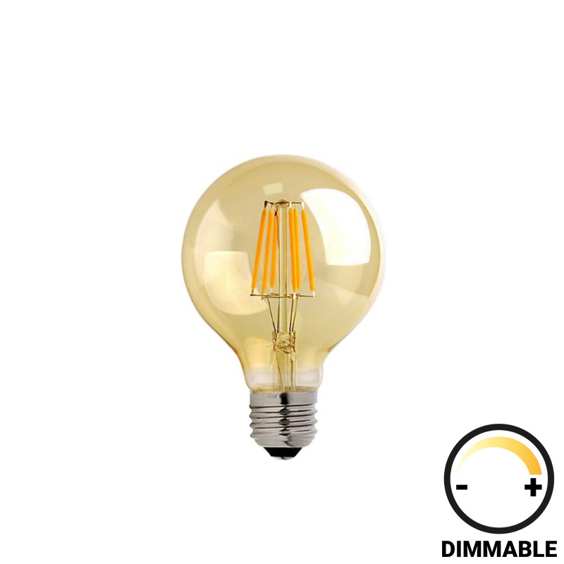 Λαμπτήρας LED G80 Bulb pakoworld dimmable 8W E27 2700K amber