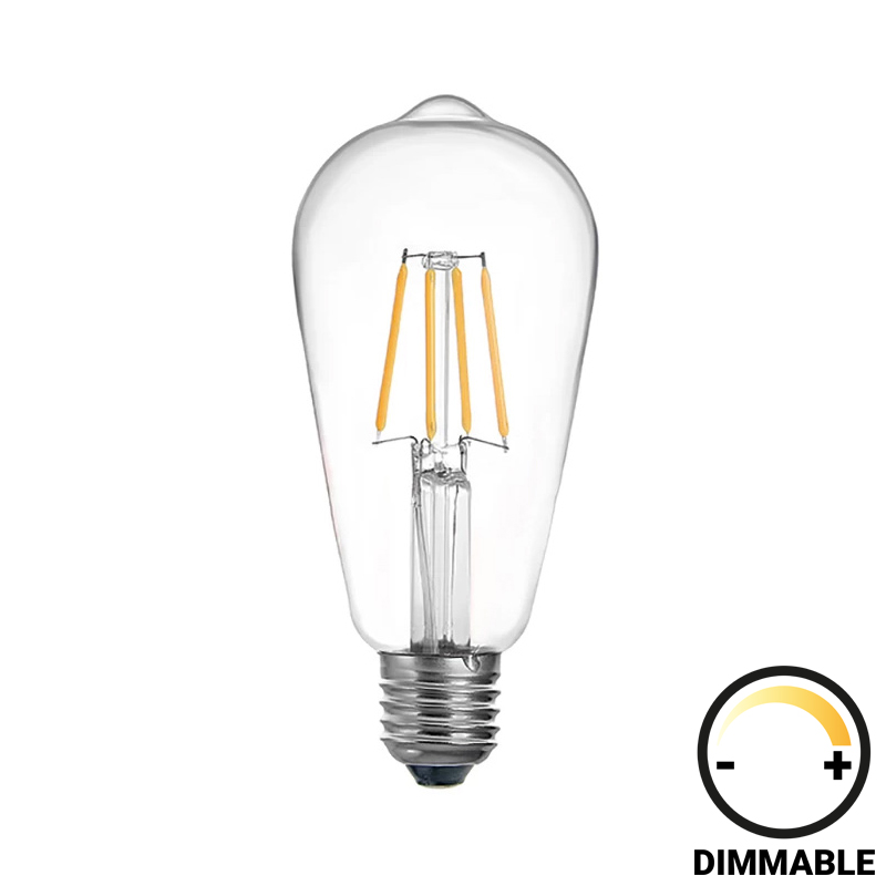 Λαμπτήρας LED ST64 Bulb pakoworld dimmable 8W E27 2700K clear