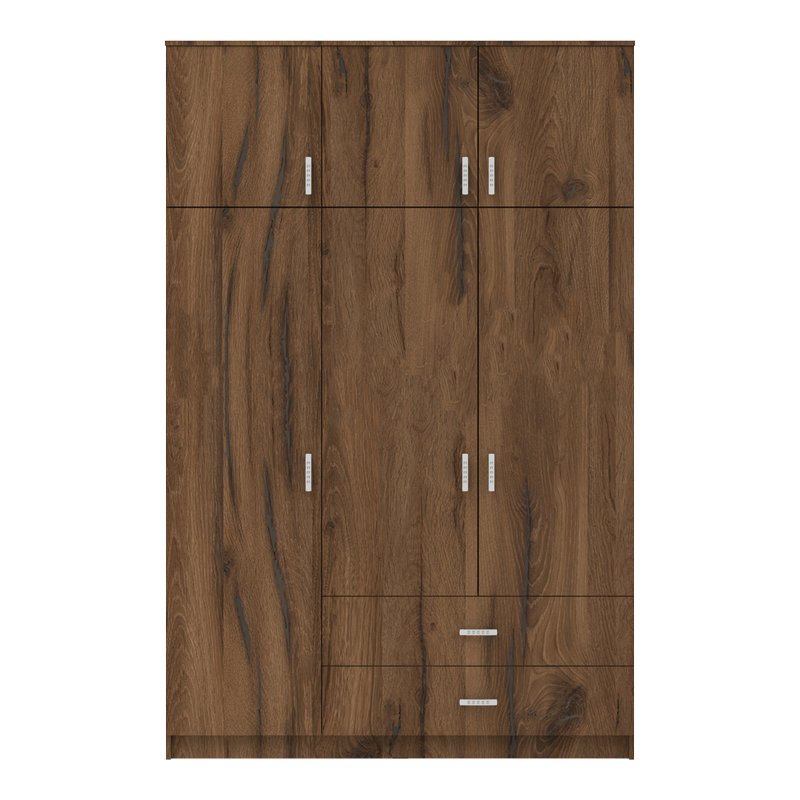 Ντουλάπα τρίφυλλη με συρτάρια Royal pakoworld καρυδι-oak 150x58x230εκ