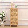 Συρταριέρα Scandy pakoworld ξύλο πεύκου-rattan σε φυσική απόχρωση 34.5x26x78.5εκ