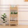 Ραφιέρα επιδαπέδια 3όροφη Scandy pakoworld mdf-rattan σε φυσική απόχρωση 44x37x110εκ