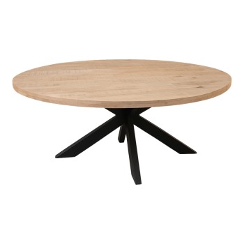 Τραπέζι Vestia pakoworld μασίφ ξύλο mango σε φυσική απόχρωση με μαύρα μεταλλικά πόδια 220x100x76εκ