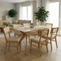 Τραπεζαρία Raffles pakoworld σετ 7τεμ rubberwood με pe rattanσε φυσική απόχρωση 150x90x76εκ