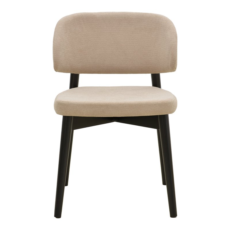 Καρέκλα Siena pakoworld μπεζ ύφασμα μαύρο rubberwood 48x50x81εκ