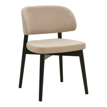 Καρέκλα Siena pakoworld μπεζ ύφασμα μαύρο rubberwood 48x50x81εκ