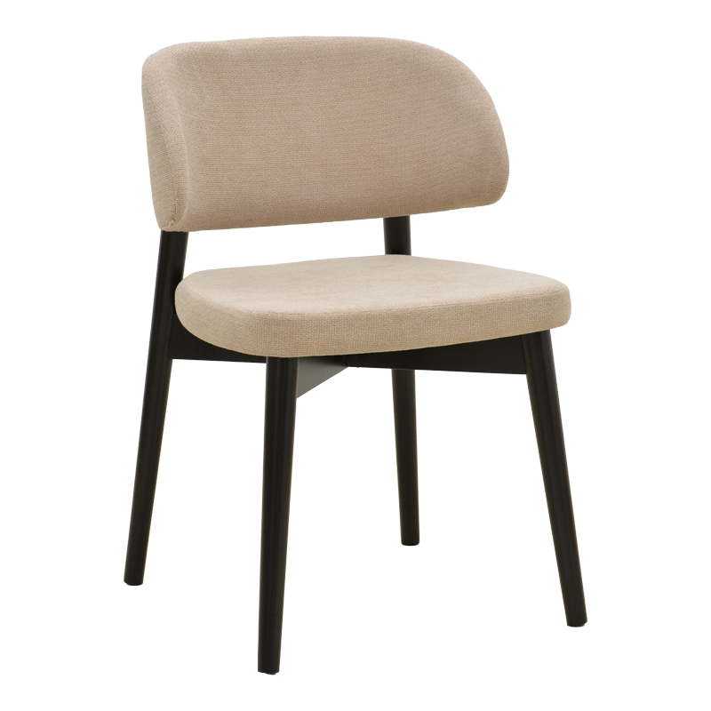 Καρέκλα Siena pakoworld μπεζ ύφασμα μαύρο rubberwood 48x50x81εκ