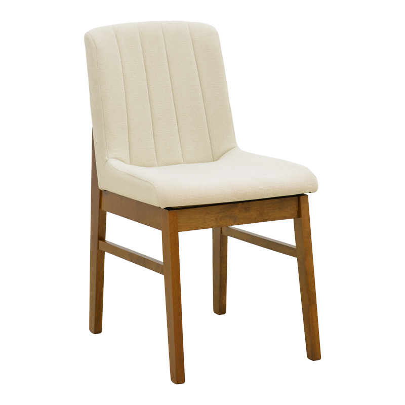 Καρέκλα Dalby pakoworld εκρού ύφασμα καρυδί rubberwood 50x45x85,5εκ