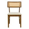 Καρέκλα Raffles pakoworld καρυδί rubberwood με pe rattan και εκρού ύφασμα 47x48x83.5εκ