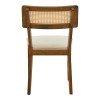 Καρέκλα Raffles pakoworld καρυδί rubberwood με pe rattan και εκρού ύφασμα 47x48x83.5εκ