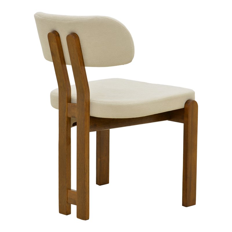 Καρέκλα Genoa pakoworld καρυδί rubberwood και εκρού ύφασμα 50x43x82εκ