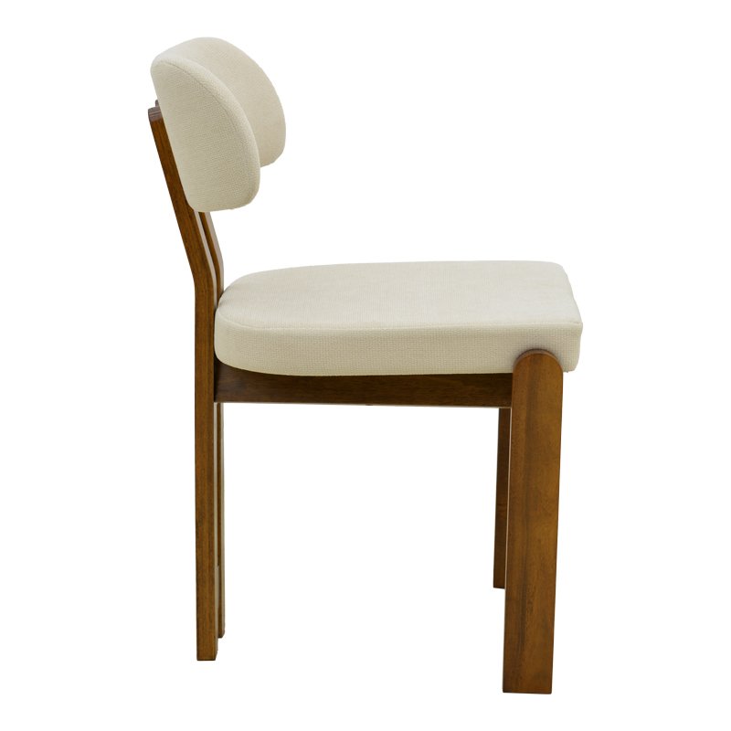 Καρέκλα Genoa pakoworld καρυδί rubberwood και εκρού ύφασμα 50x43x82εκ