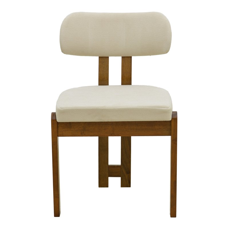 Καρέκλα Genoa pakoworld καρυδί rubberwood και εκρού ύφασμα 50x43x82εκ