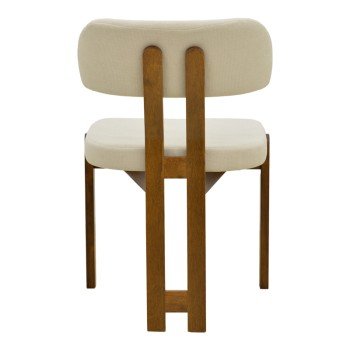 Καρέκλα Genoa pakoworld καρυδί rubberwood και εκρού ύφασμα 50x43x82εκ