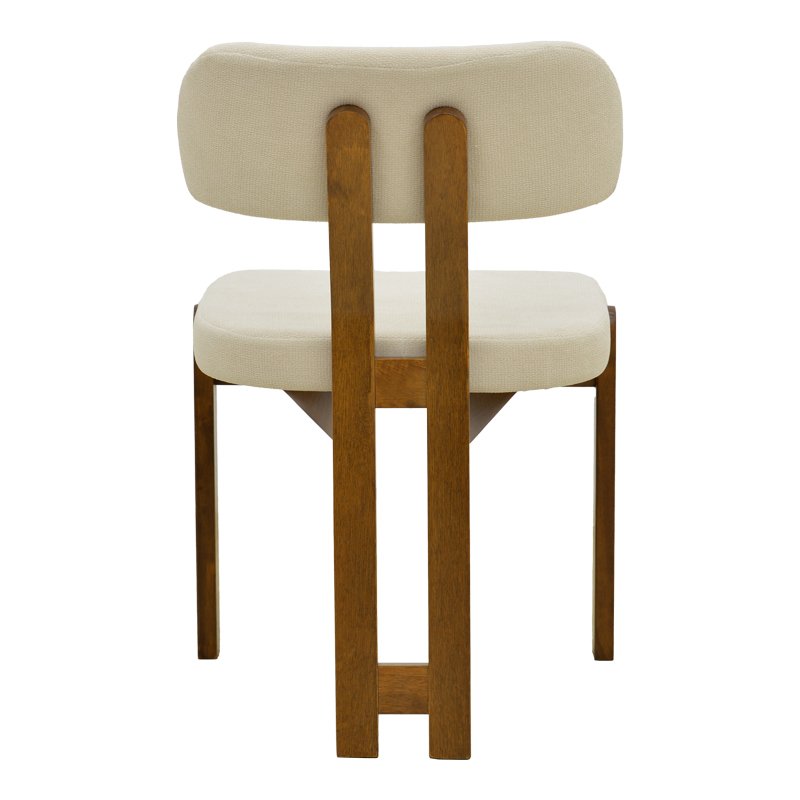 Καρέκλα Genoa pakoworld καρυδί rubberwood και εκρού ύφασμα 50x43x82εκ
