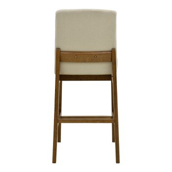 Σκαμπό μπαρ Dalby pakoworld καρυδί rubberwood και εκρού ύφασμα 50x45x102,5εκ