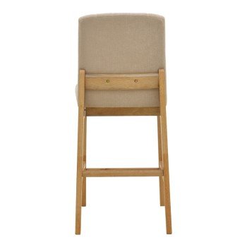 Σκαμπό μπαρ Dalby pakoworld sonoma rubberwood και μπεζ ύφασμα 50x45x102,5εκ