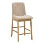 Σκαμπό μπαρ Dalby pakoworld sonoma rubberwood και μπεζ ύφασμα 50x45x102,5εκ
