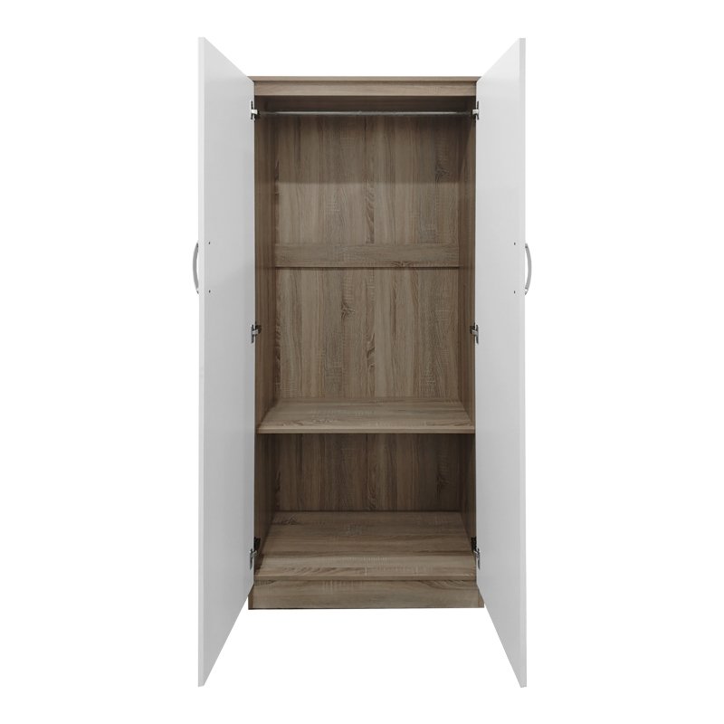 Ντουλάπα δίφυλλη Athos pakoworld σε sonoma-λευκή απόχρωση 80x42x180εκ
