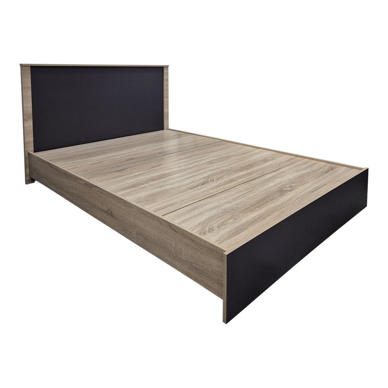 Κρεβάτι Athos pakoworld σε sonoma-ανθρακί απόχρωση 140x200εκ