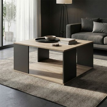 Τραπέζι σαλονιού Zelegan pakoworld sonoma-ανθρακί 90x60x44.5εκ