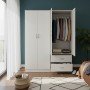 Ντουλάπα τετράφυλλη Athos pakoworld λευκή 160x42x180εκ