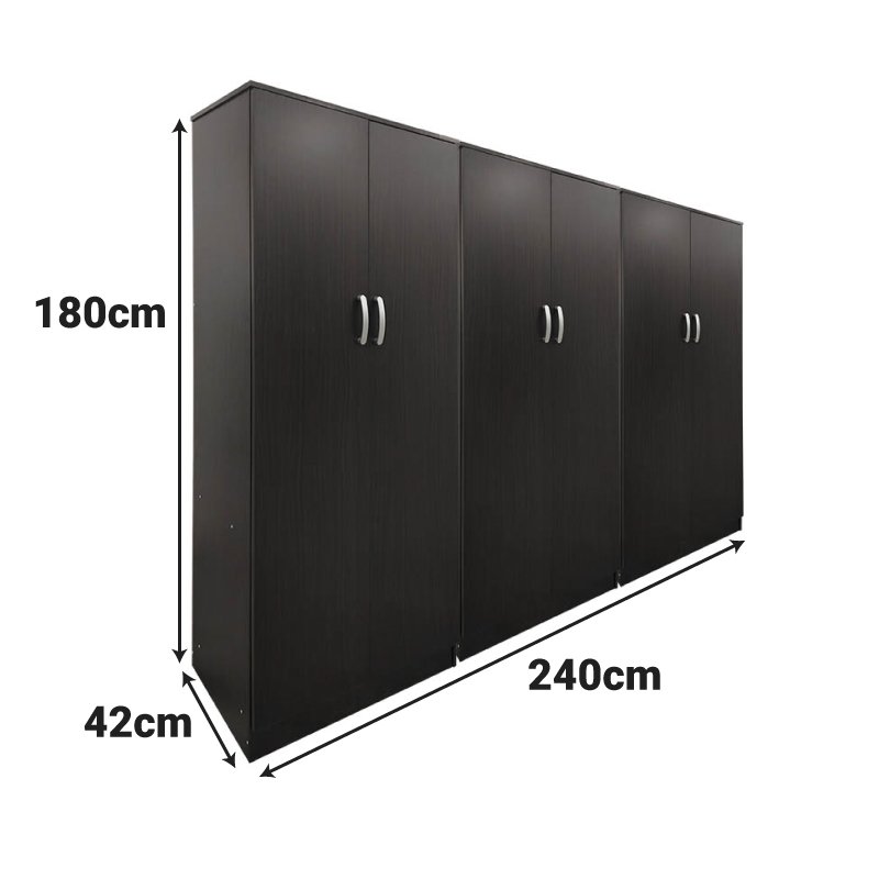 Ντουλάπα εξάφυλλη Athos pakoworld wenge 240x42x180εκ