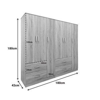 Ντουλάπα εξάφυλλη Athos pakoworld sonoma 180x42x180εκ Ντουλάπα εξάφυλλη Athos pakoworld sonoma 180x42x180εκ